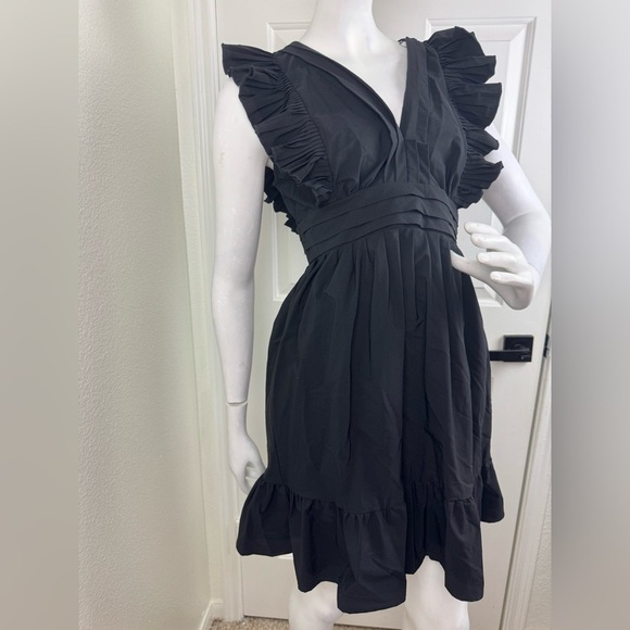 The Impeccable Pig Black Ruched Tiered Mini Dress - Picture 6 of 17